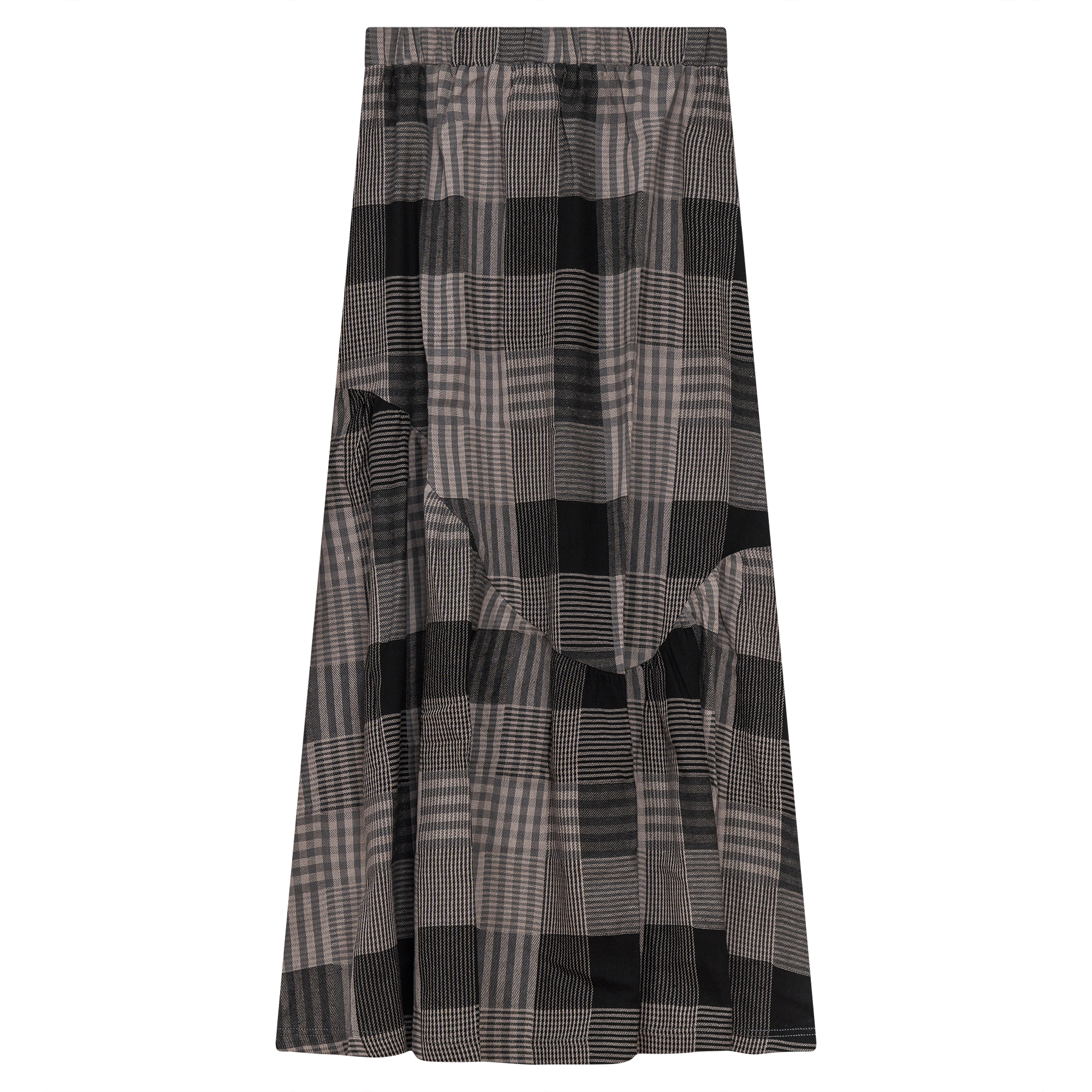 Woven Plaid Midi Skirt