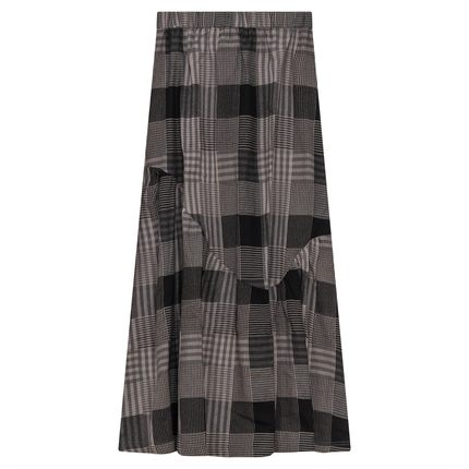 Woven Plaid Midi Skirt