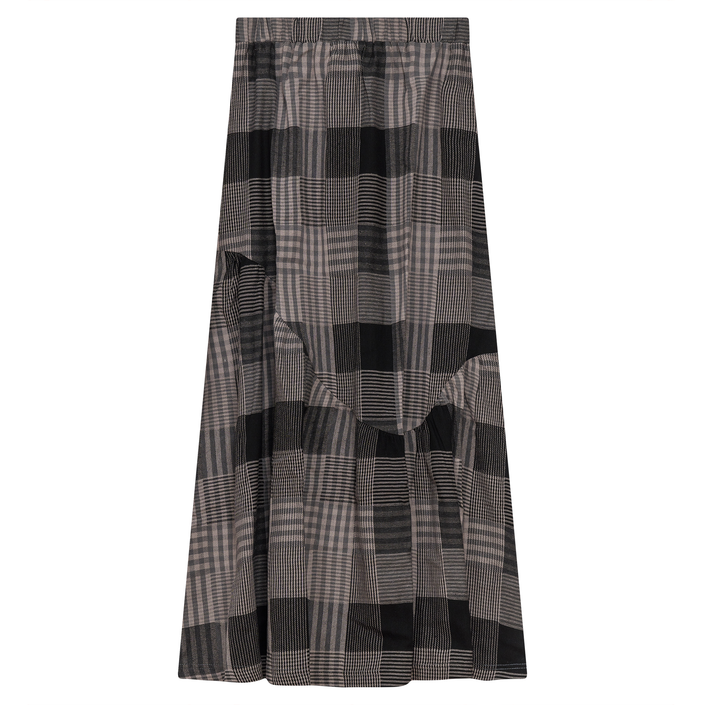 Woven Plaid Midi Skirt