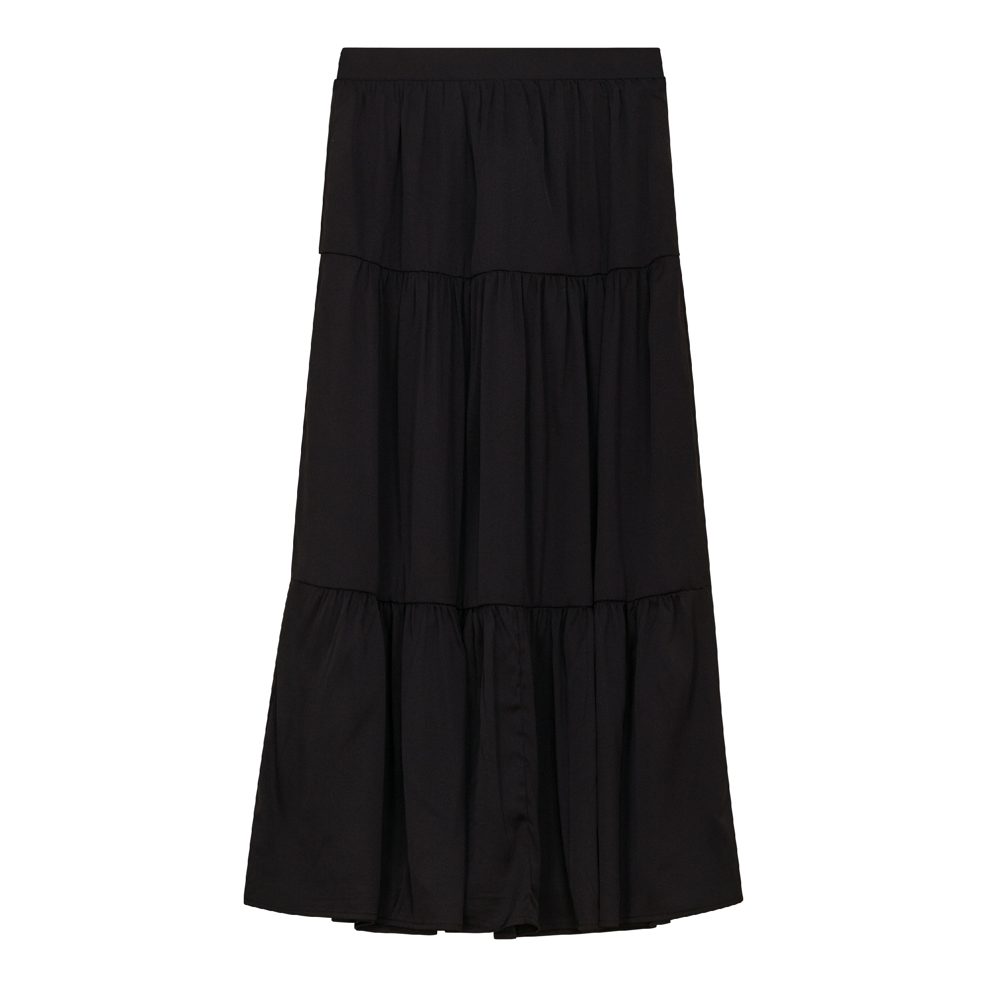 Midi Satin Tiered Skirt