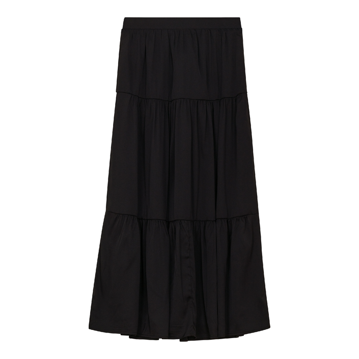 Midi Satin Tiered Skirt