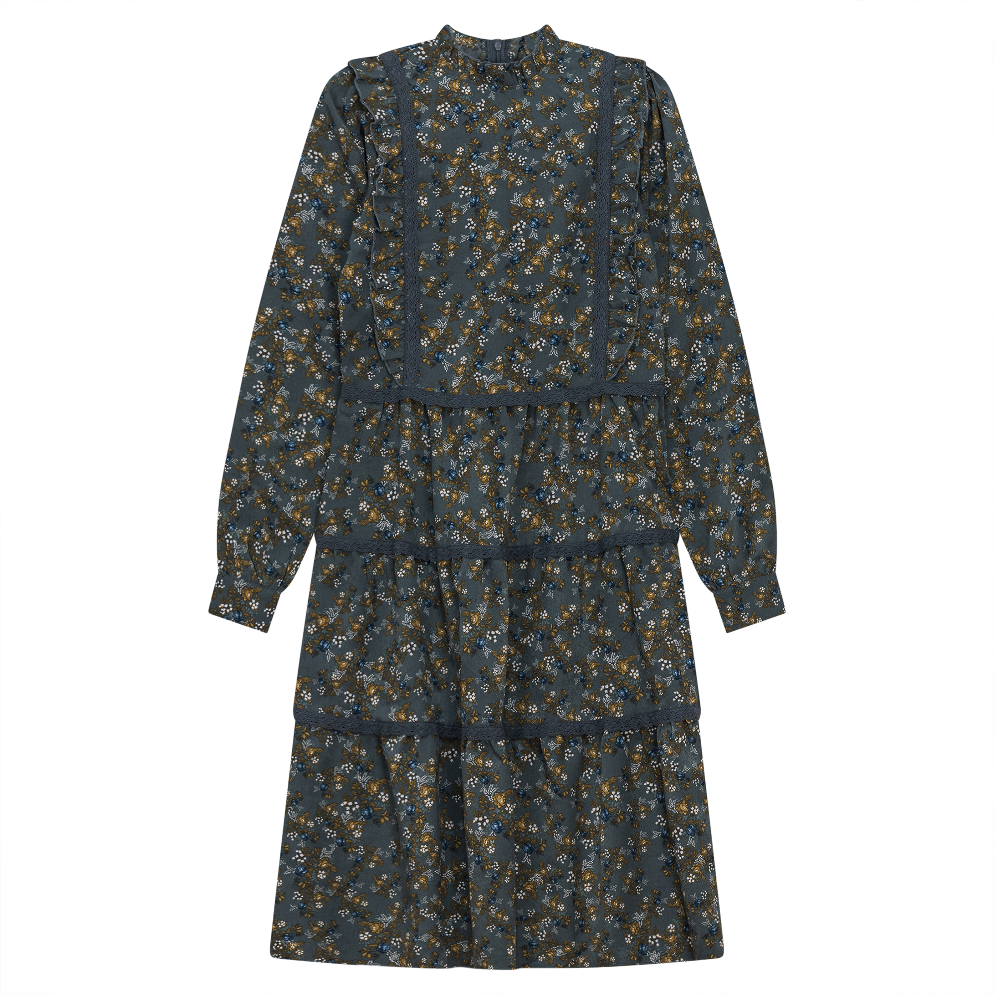 Floral Print Lace Trim Dress