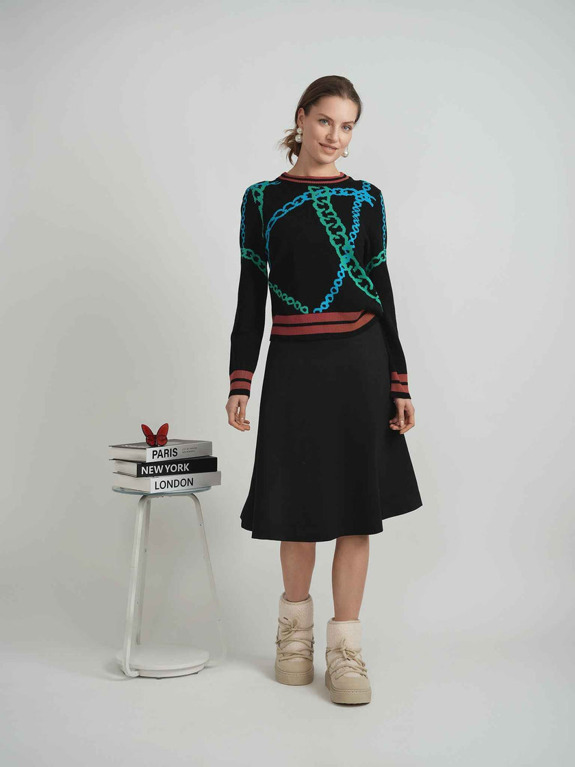 Printed knit Chain Sweater