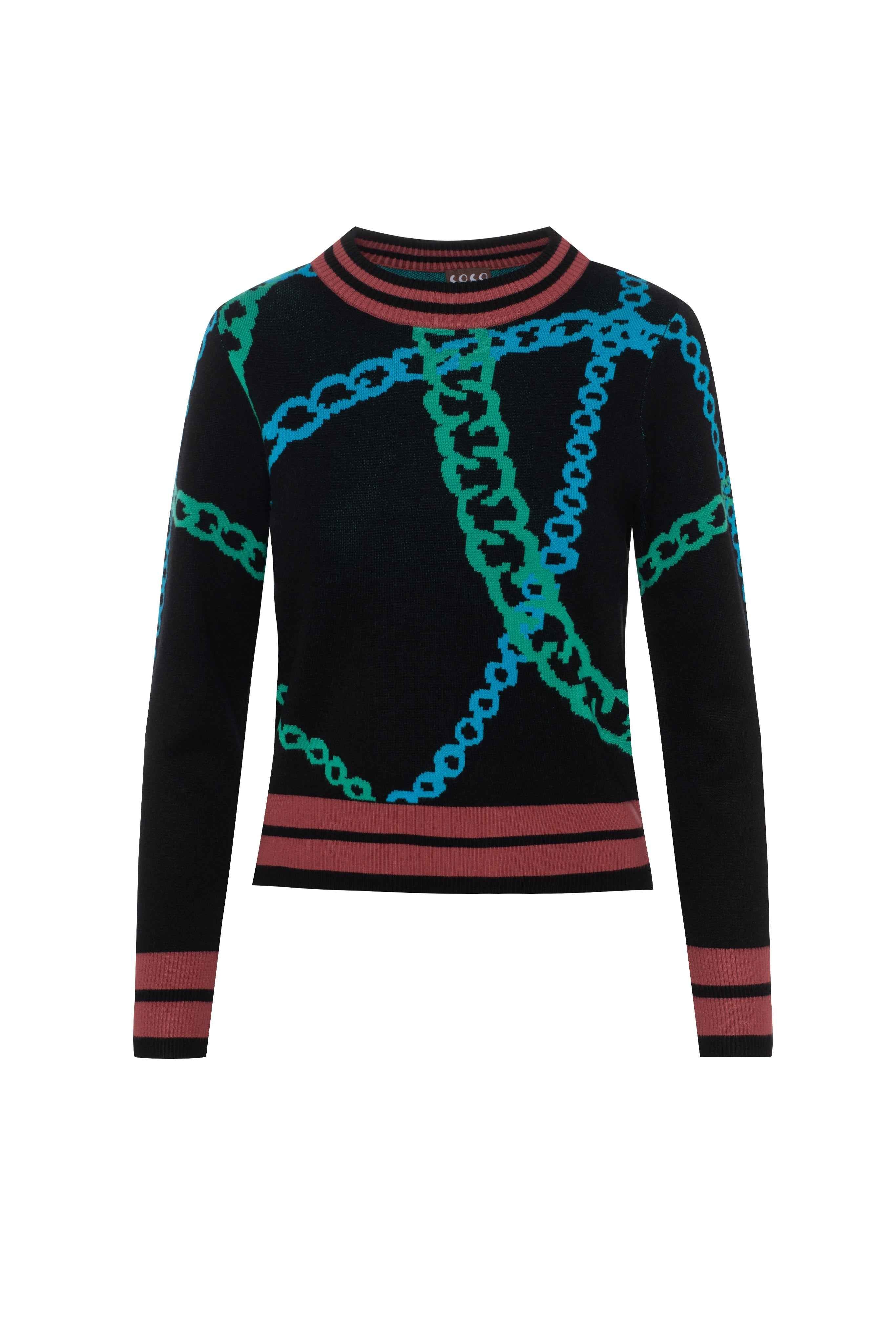 Printed knit Chain Sweater
