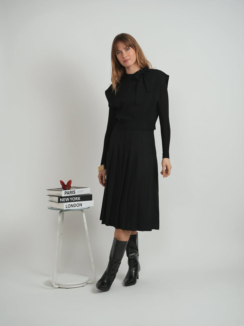 Knit Mock Neck Tie Vest