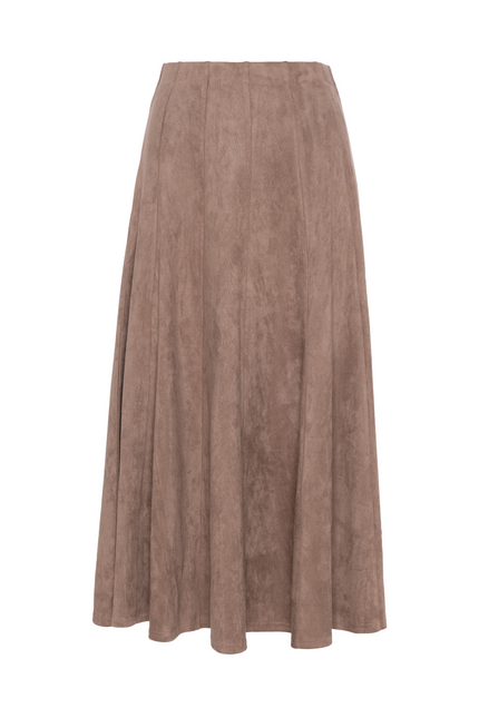 Suede Paneled Skirt