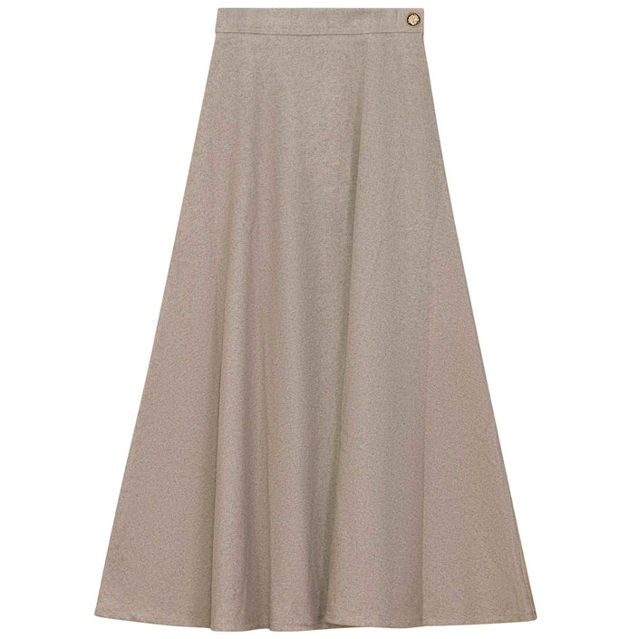 Wool Button Side Midi Skirt