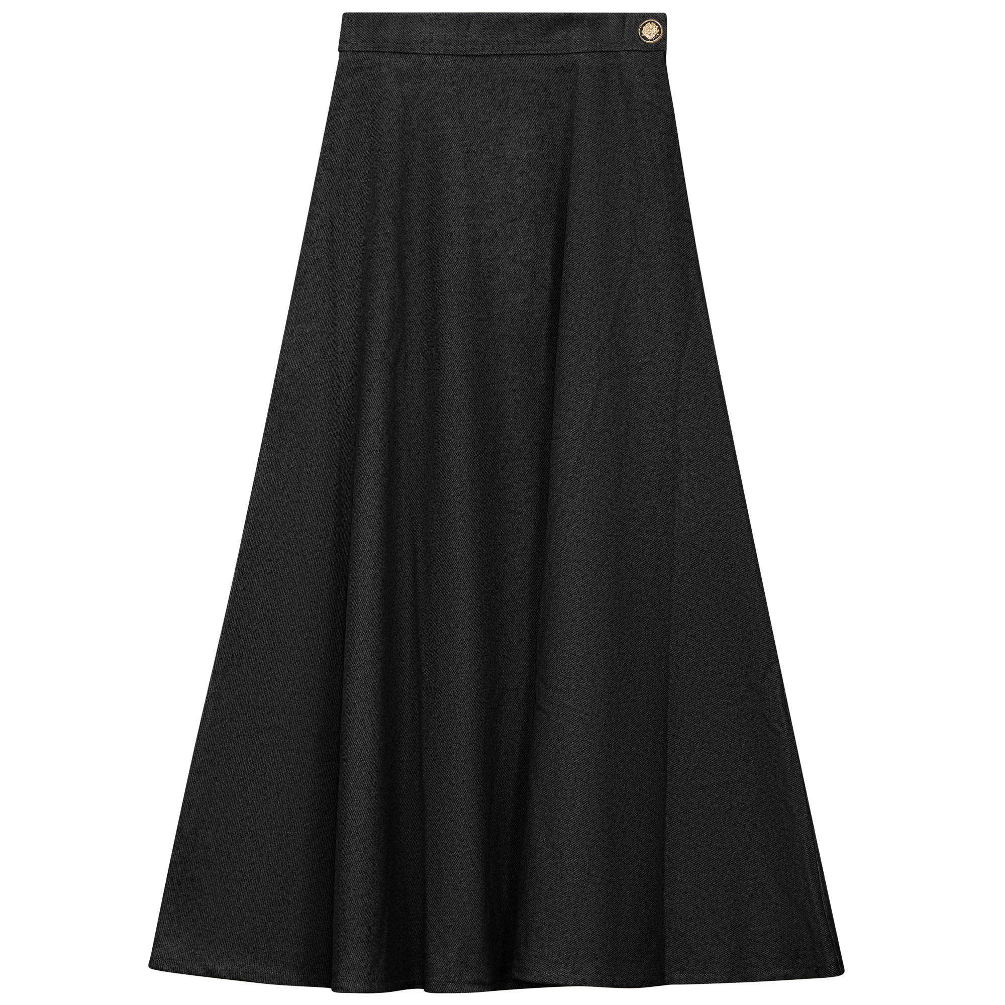 Wool Button Side Midi Skirt