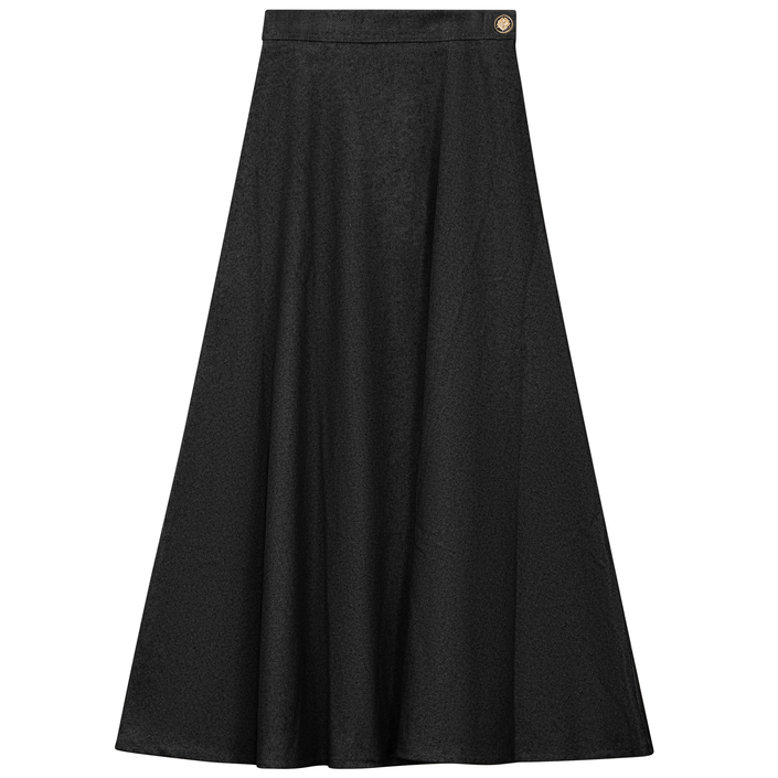 Wool Button Side Midi Skirt