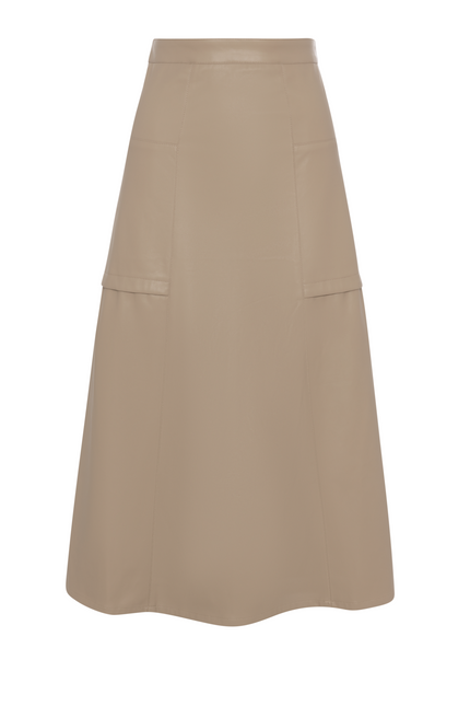 Leather Paneled Midi Skirt