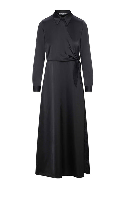 Maxi Satin Wrap Shirt Dress