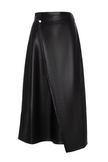 Leather Wrap Midi Skirt