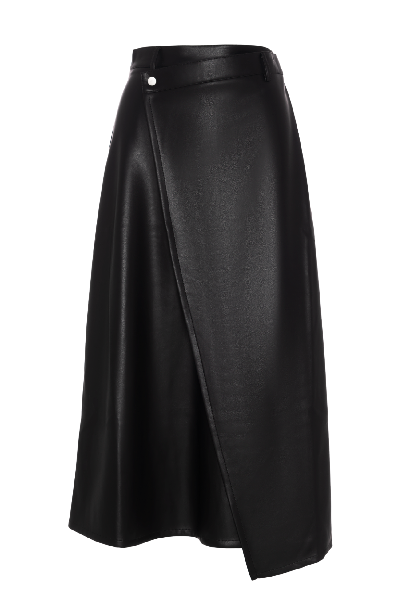 Leather Wrap Midi Skirt