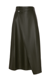 Leather Wrap Midi Skirt