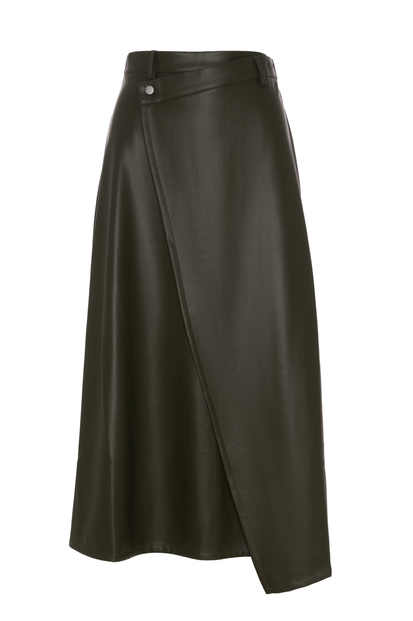 Leather Wrap Midi Skirt