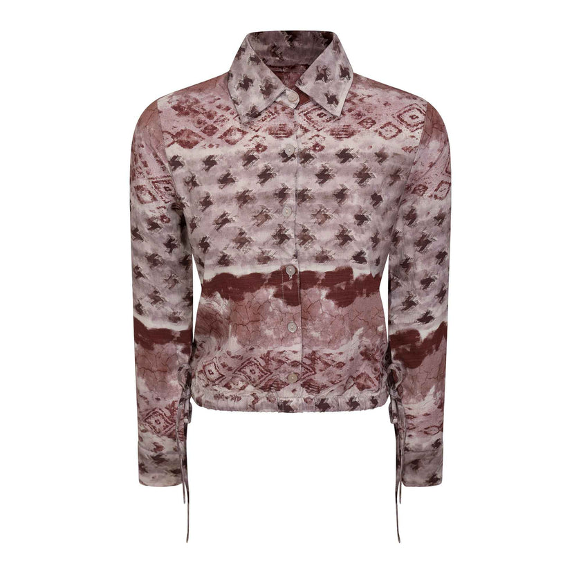 Printed Linen Cropped Blouse