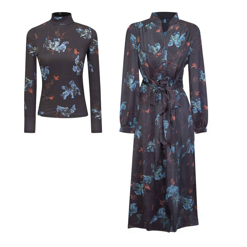 Printed Midi Dress Set