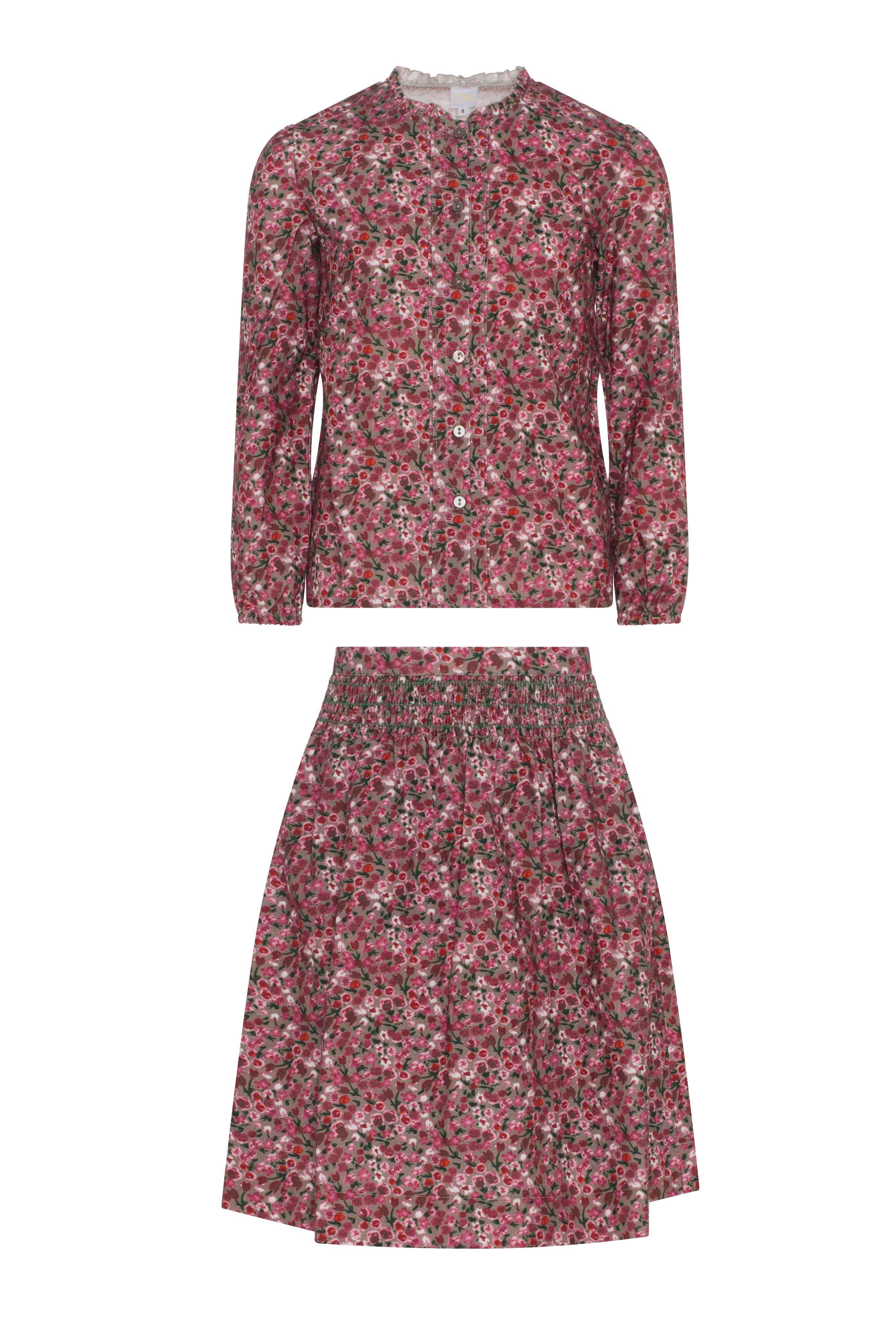 Flower Print Lace Skirt Set