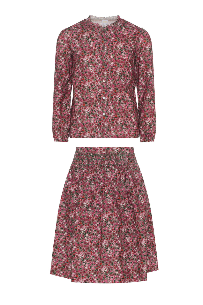 Flower Print Lace Skirt Set