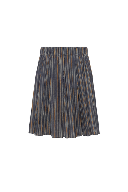 Stripe Corduroy Crinkle Pleating Skirt