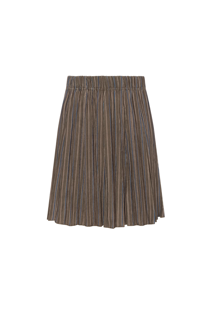 Stripe Corduroy Crinkle Pleating Skirt