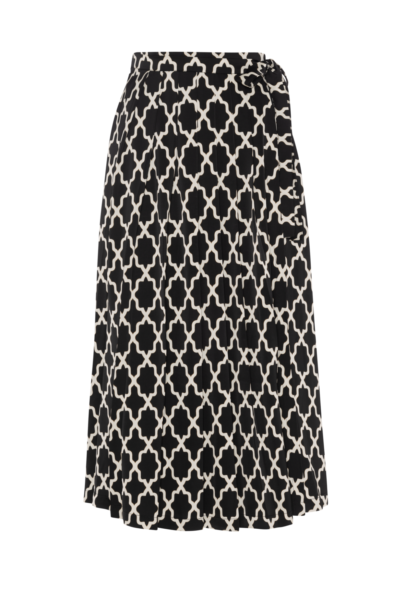 Pleated Printed Wrap Skirt