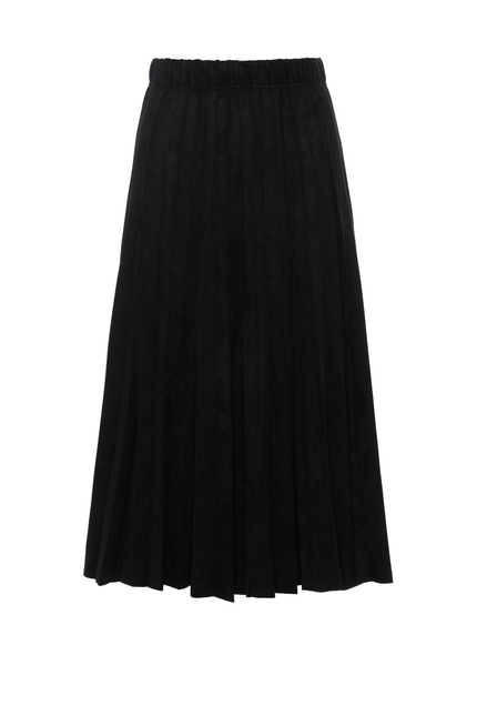 Suede Midi Pleated Skirt