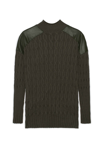 Maternity Dolman Leather Combo Sweater