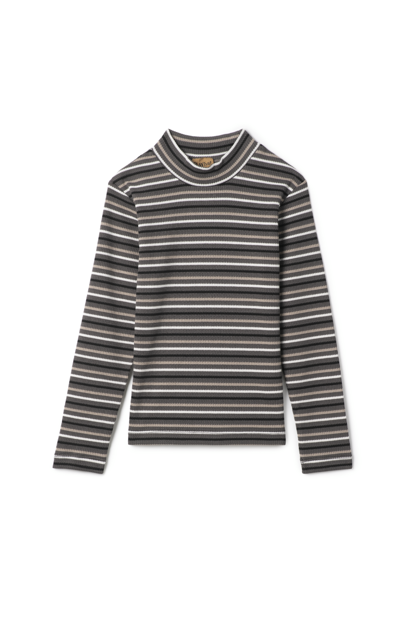 Waffle Stripped Mock Neck Top