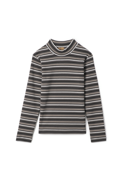 Waffle Stripped Mock Neck Top