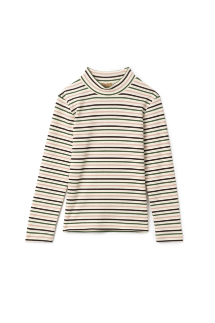 Waffle Stripped Mock Neck Top