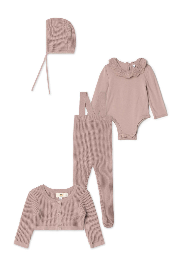 Waffle Knit Overall Set