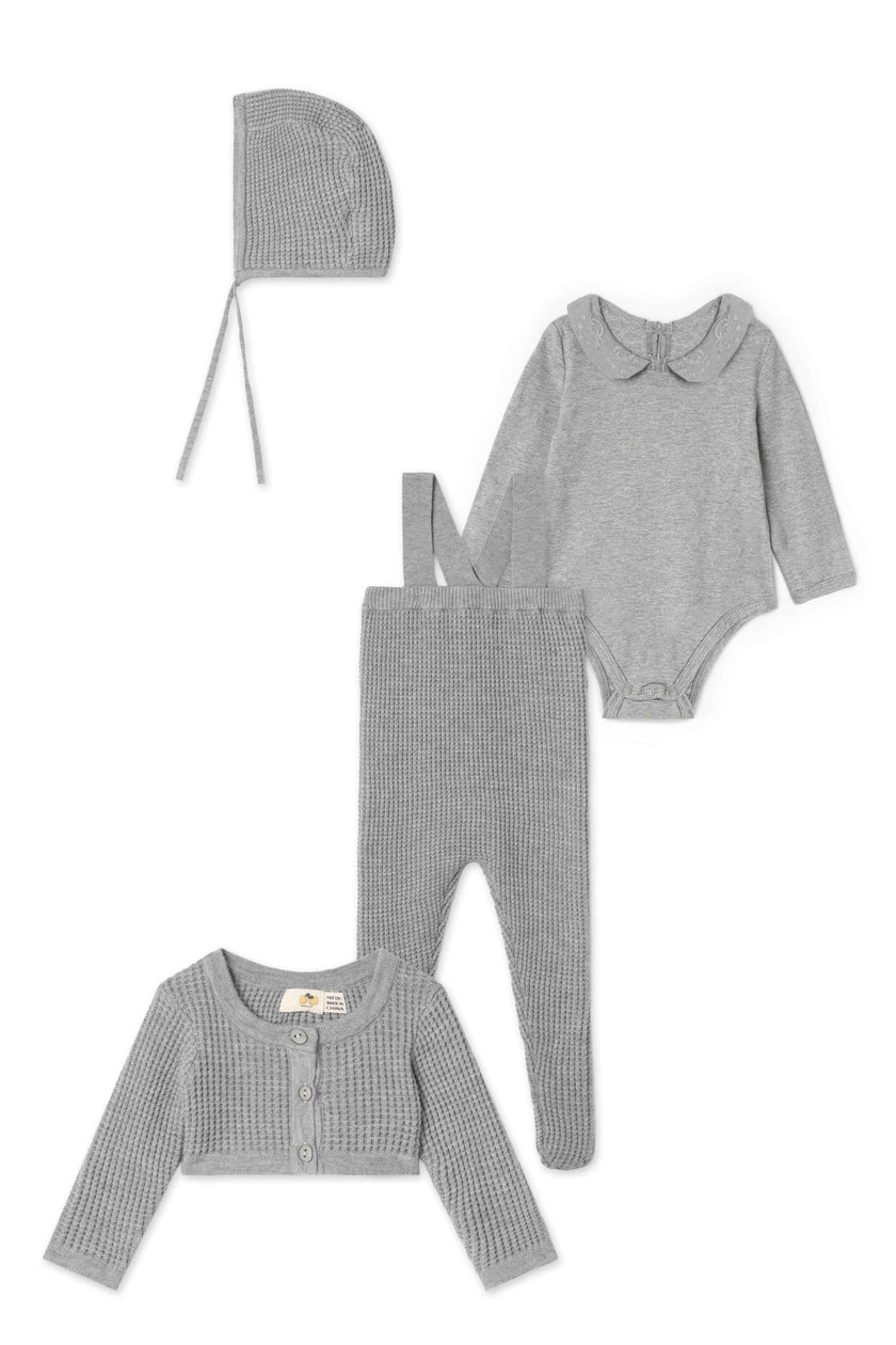 Waffle Knit Overall Set