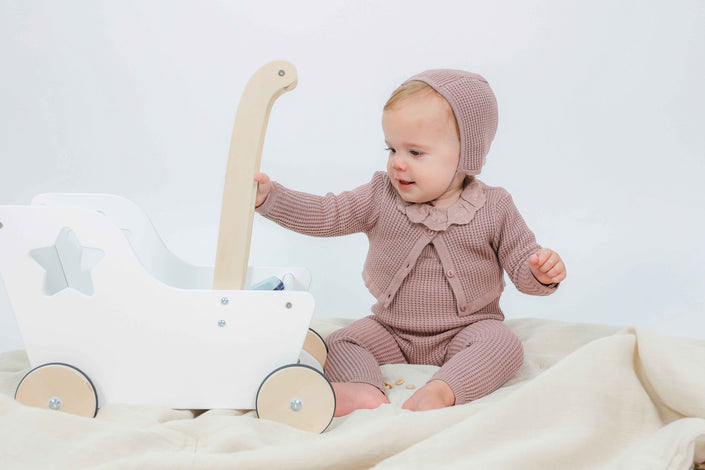 Waffle Knit Overall Set