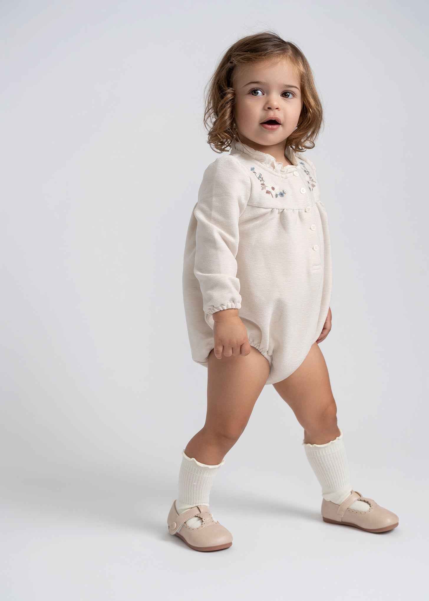 Velvet Embroidered Floral Bubble