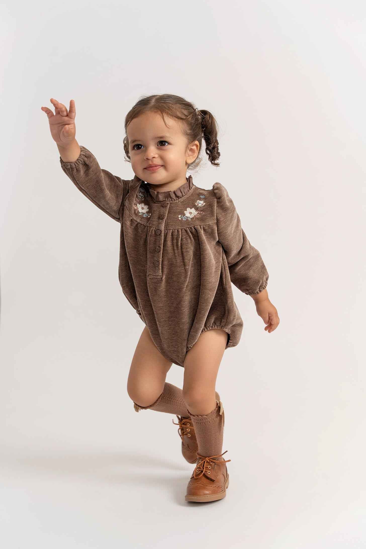 Velvet Embroidered Floral Bubble