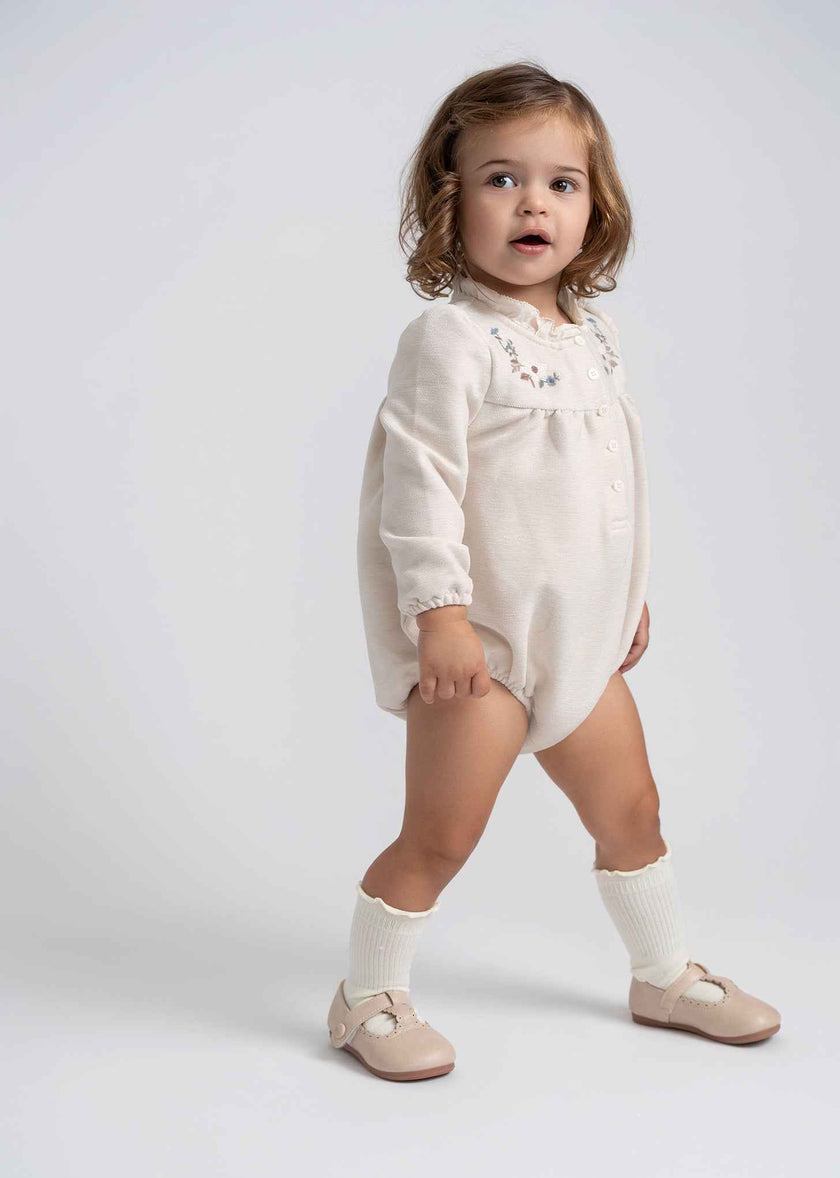 Velvet Embroidered Floral Bubble