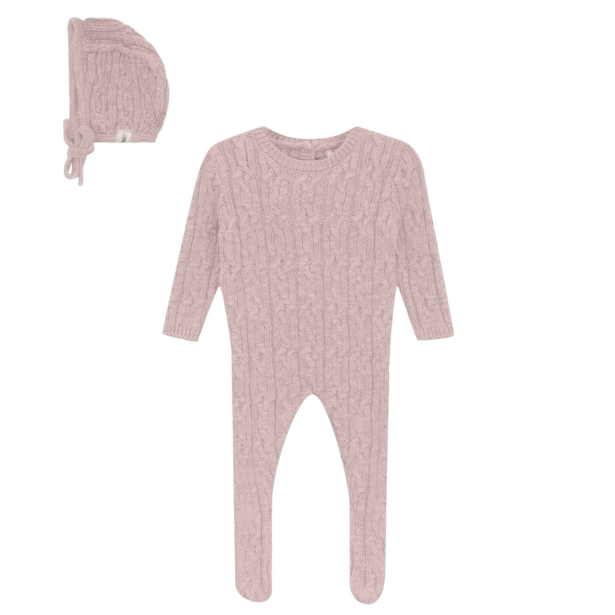 Mix Cable Knit Onesie and Hat