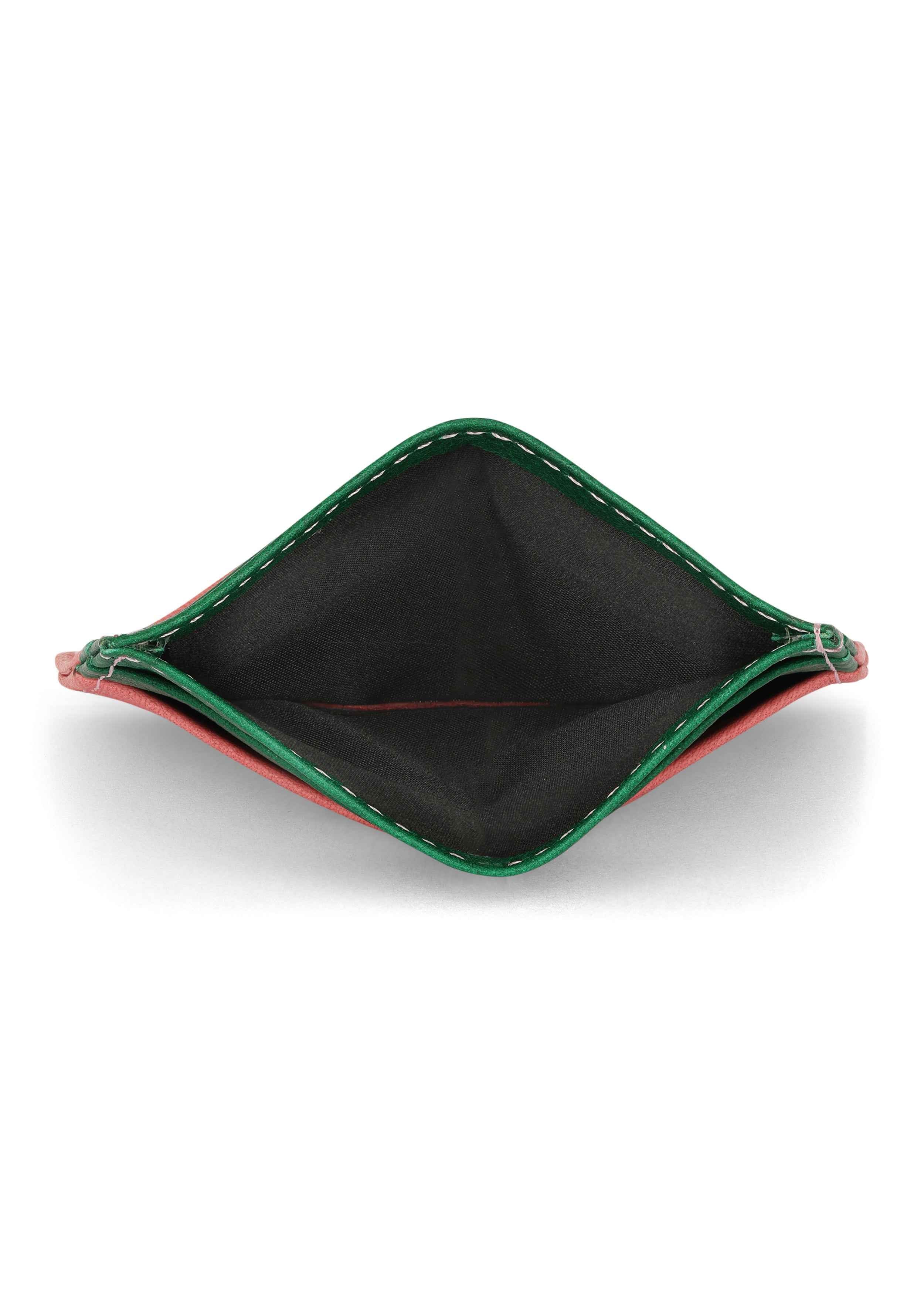 Jaguar Leather Card Holder Wallet Pink + Green
