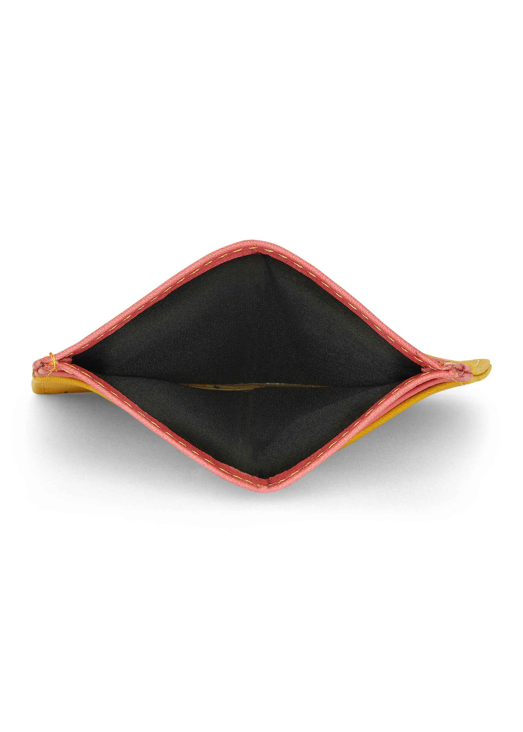 Jaguar Leather Card Holder Wallet Yellow and Pink