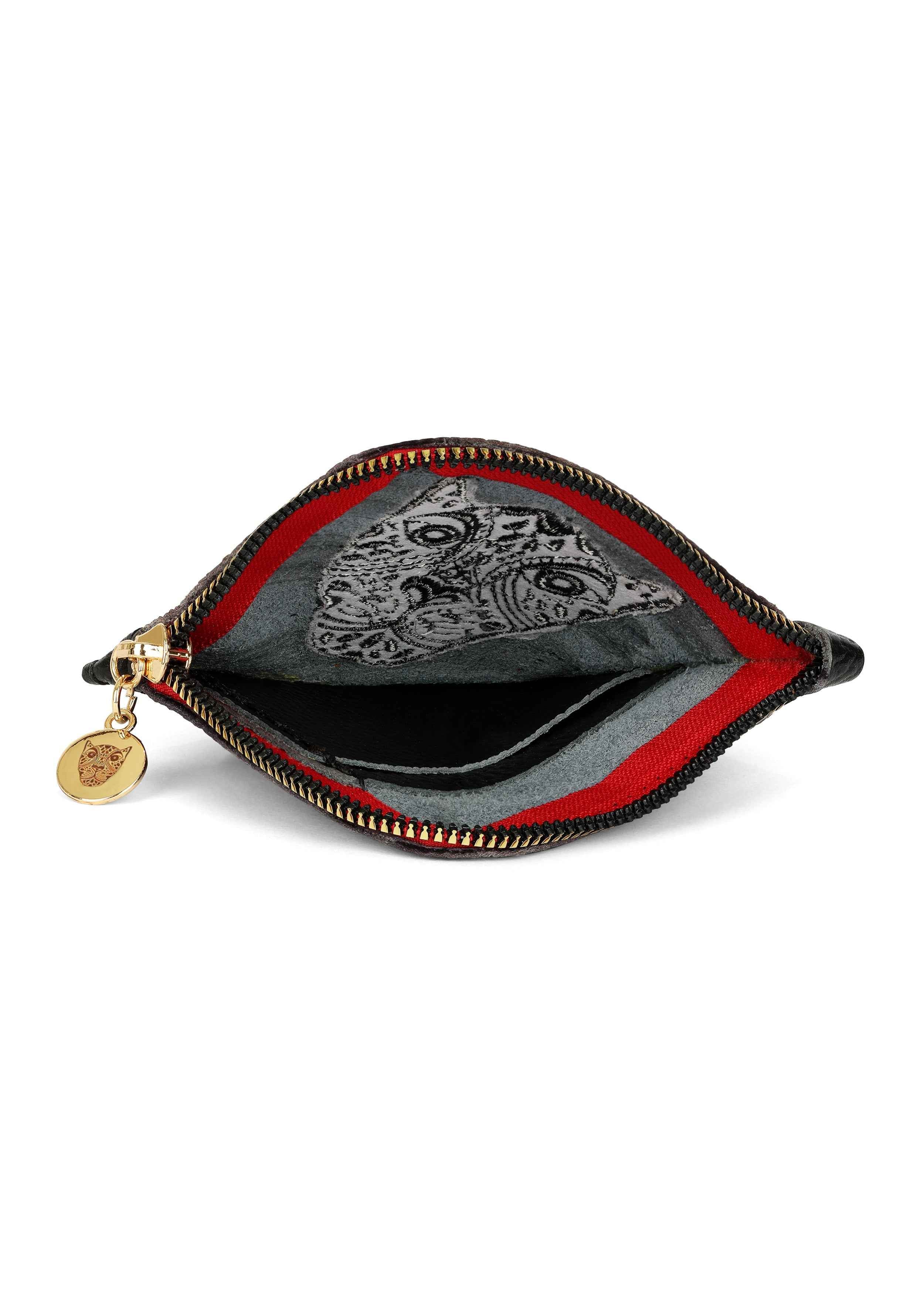 Jaguar Embroidered Zip Around Wallet Black