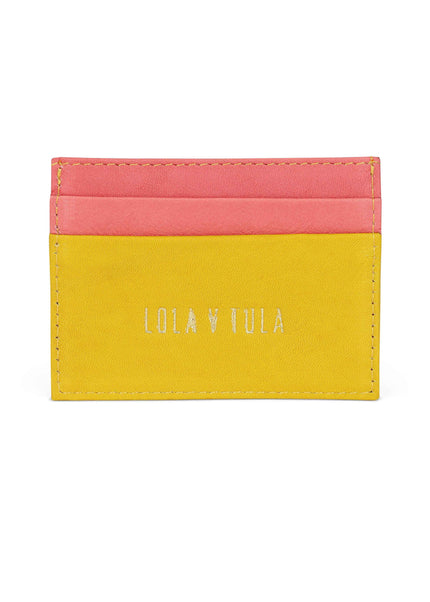 Jaguar Leather Card Holder Wallet Yellow and Pink