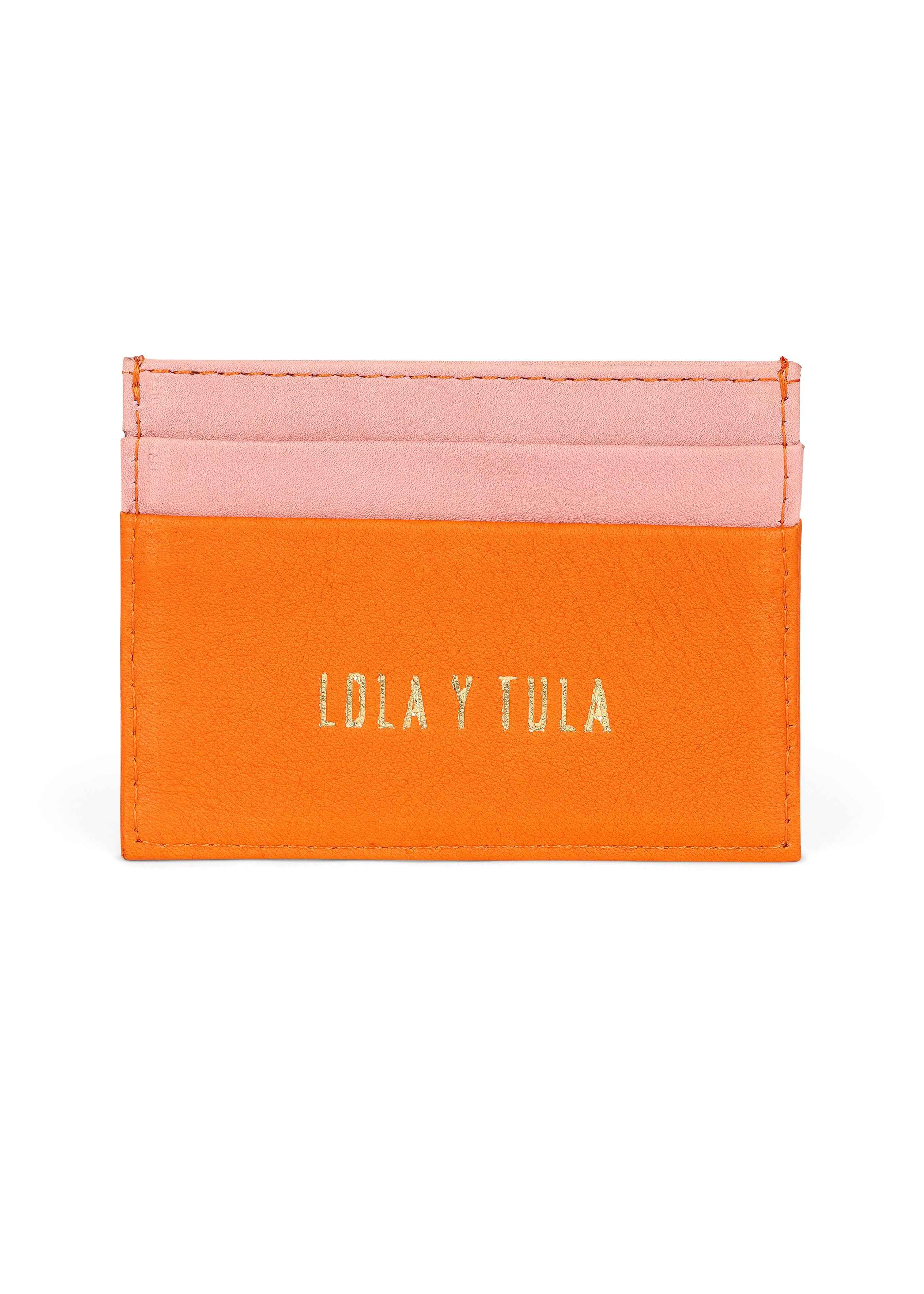 Jaguar Leather Card Holder Wallet Pink and Orange