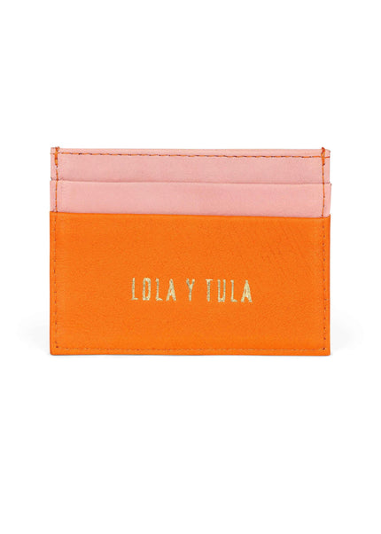 Jaguar Leather Card Holder Wallet Pink and Orange