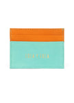 Jaguar Leather Card Holder Wallet Orange and Mint