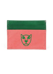 Jaguar Leather Card Holder Wallet Pink + Green