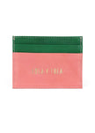 Jaguar Leather Card Holder Wallet Pink + Green