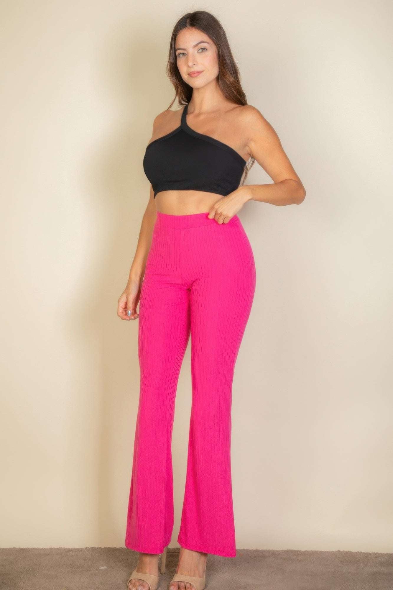 One Shoulder Ribbed Cropped Top - Pikemla