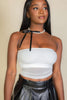 Cropped Strapless Top With Mesh - Pikemla