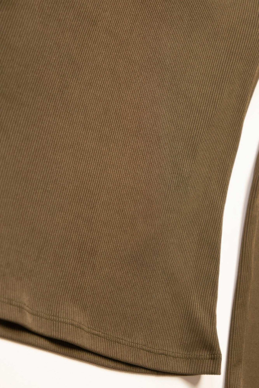 Ribbed Round Neck Long Sleeve Top - Pikemla